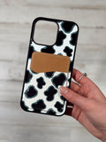 Load image into Gallery viewer, Cowprint gem wallet phone case