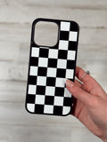 Load image into Gallery viewer, Black &amp; White Checkered MagSafe Compatible Phone Case