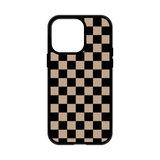 Load image into Gallery viewer, Black and Sand Checkered boho MagSafe compatible phone case