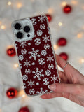 Load image into Gallery viewer, Frosty Maroon Snowflakes MagSafe Compatible Phone Case