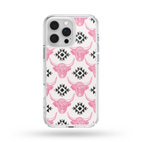 Load image into Gallery viewer, Pink Aztec Highland Cows MagSafe Compatible Phone Case