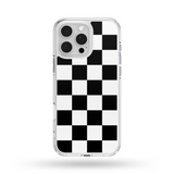 Load image into Gallery viewer, Black &amp; White Checkered MagSafe Compatible Phone Case