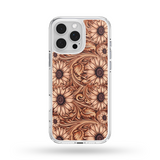 Load image into Gallery viewer, Faux Leather Sunflowers MagSafe Compatible Phone Case